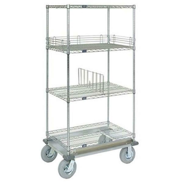 Nexel Wire Shelf Dolly Truck with Rubber Braking Wheels- Chrome - 18 x 48 x 69 in. D1860RCB